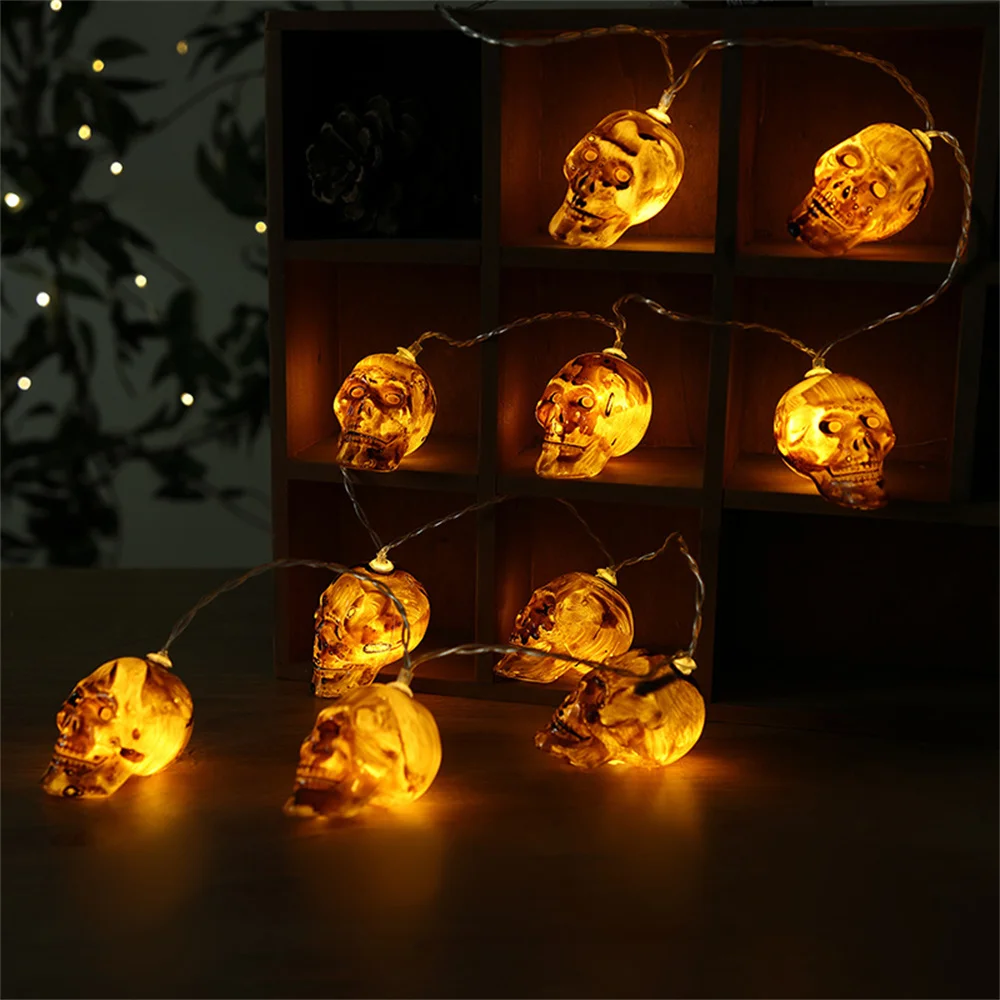 1.5/3/6M LED Halloween Ghost Skull String Lights Hanging Horror Halloween Decoration Lamp for Yard Bar Home Party Decor Supplies