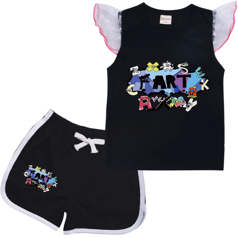 

Alphabet Lore Boy Girl Outfits Sets Summer Casual Running Jogging Teen T-Shirt Set 2pcs Baby Clothes Children Sportswear Suits