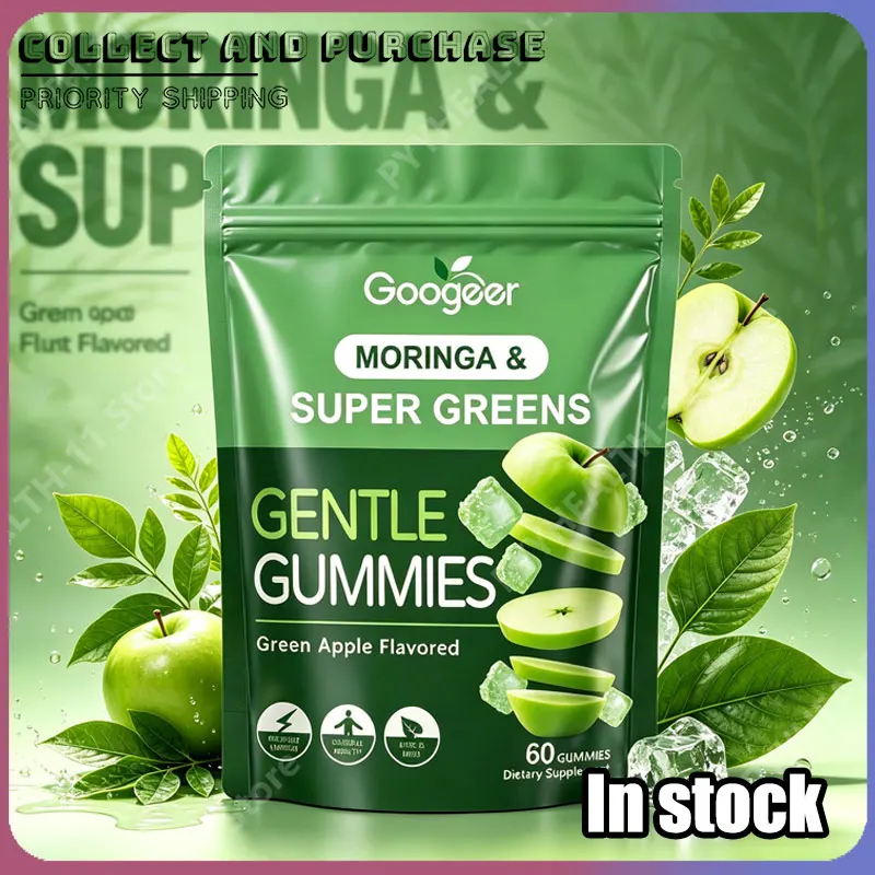 

Googeer Moringa Gummies Super Greens Blend Supports Overall Health and Energy Green Apple Flavor 60 Gummies