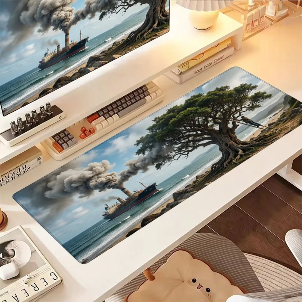 Retro Coastal Smoke Tree Unique Pattern Fun Mouse Pad Multifunctional practical design teclado mecânico mousepad profissional