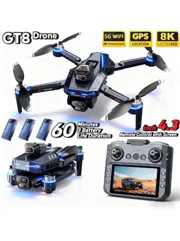 Xiaomi GT8 Drone için HOT 4K Profesyonel Çift Kameralı FPV GPS Fırçasız Motor Optik Akış Havada Durma Özellikli Katlanabilir Quadcopter 8K RC Drone