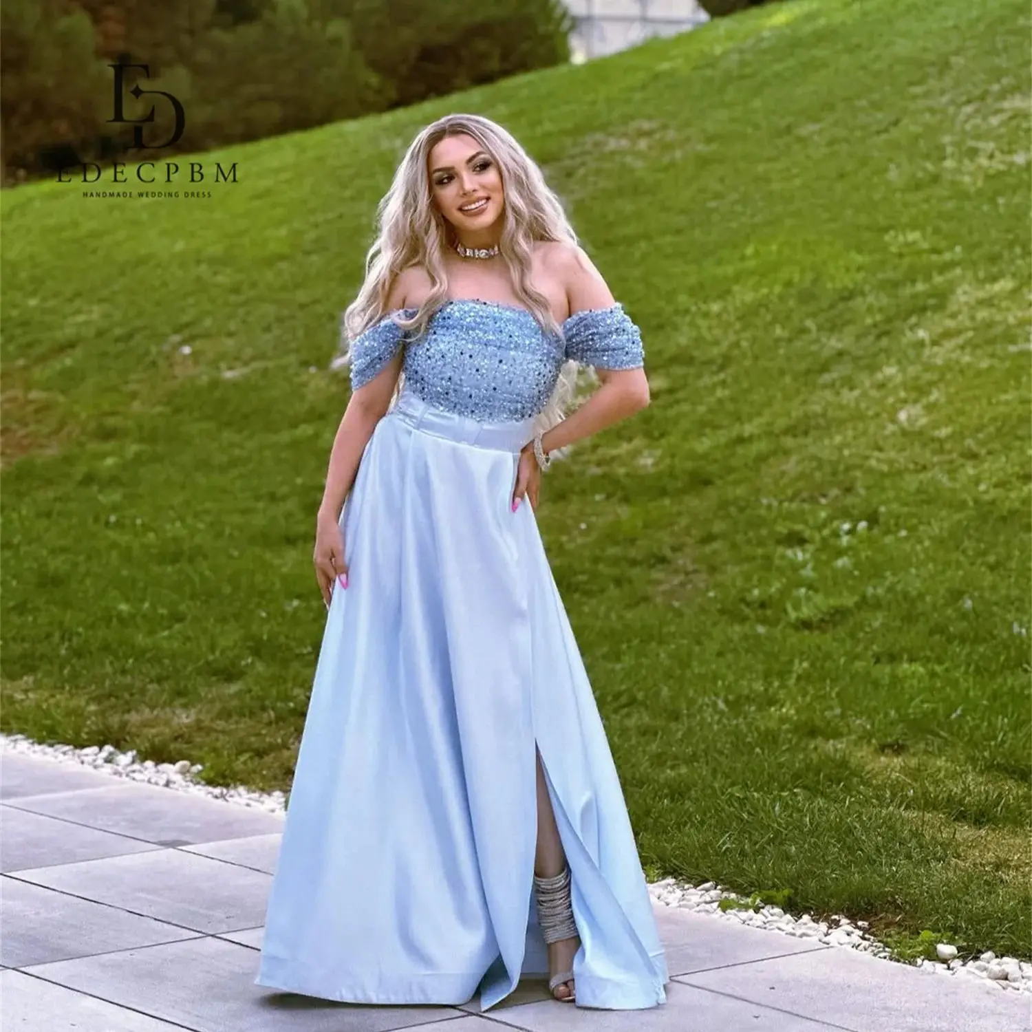 

EDECPBM Customized Evening Dresses Satin Vestidos De Fiesta فساتين سهرة Women Evening Dress Beautiful Prom Dresses Store 2025