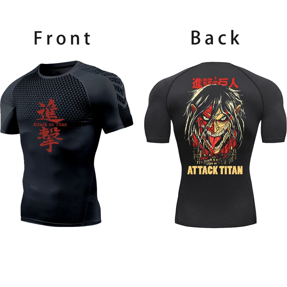 Attack on Titan Gym Shirts Men Fitness Gothic Quick Dry Compression Shirt Summer Manga Athletic shirts Casual Tops Undershirt