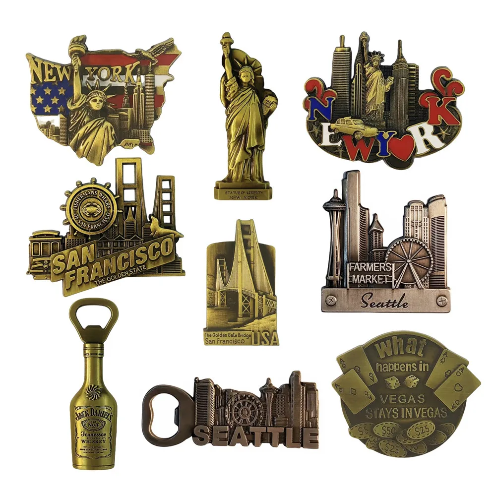 Nordamerika USA New York San Francisco Metall Kühlschrankmagnete Tourismus Souvenir Kühlschrank Magnetische Aufkleber Sammlung