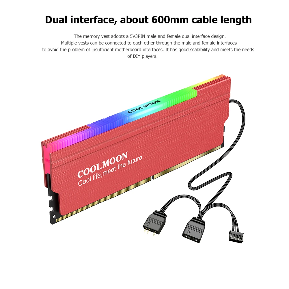 COOLMOON CR-D134S RAM مبرد ذاكرة RGB قابل للعنونة للكمبيوتر المكتبي