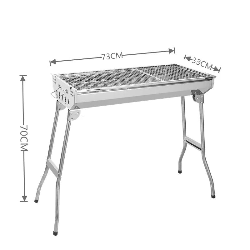 Barbecue Grill Portable Foldable Stainless Steel Large Charcoal BBQ Grill Outdoor Camping Backyard Family Barbecue Camping Grill