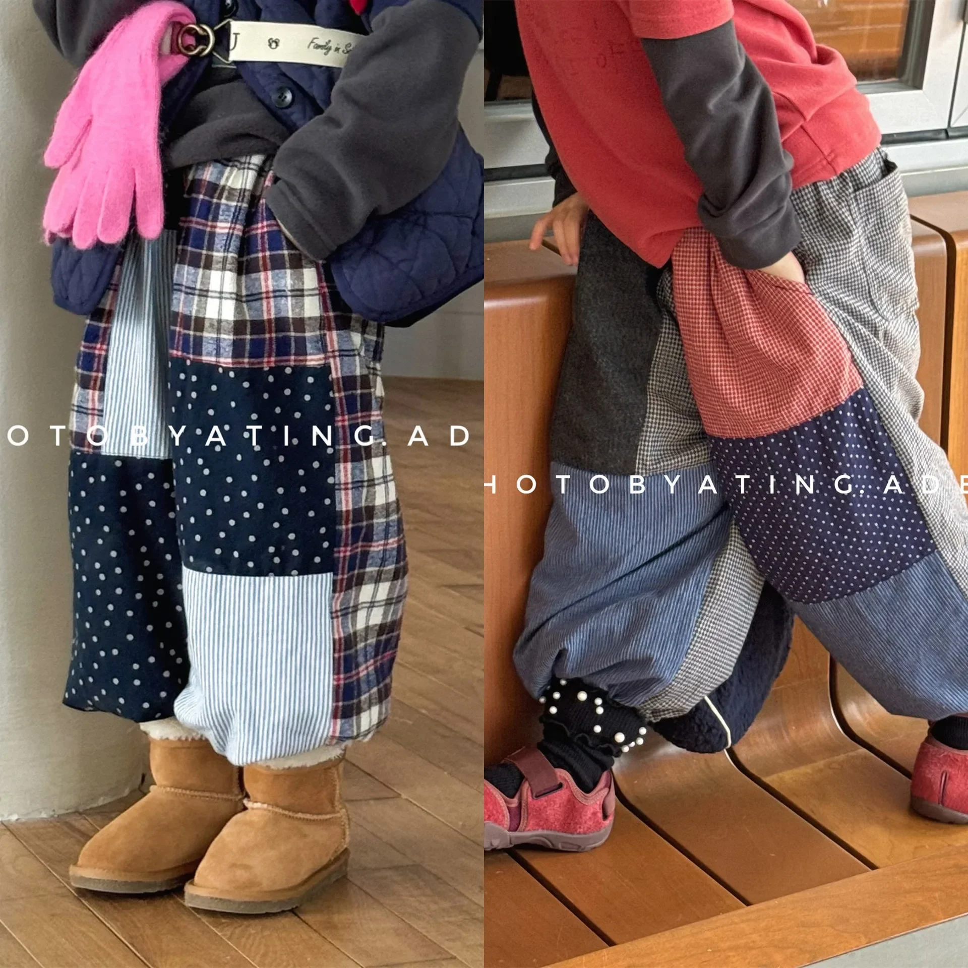 Children's Pant 2025 Autumn And Winter Korean Patch Cotton Padded Pants For Girls And Boys Leisure 1-6 Year Kid's Trousers