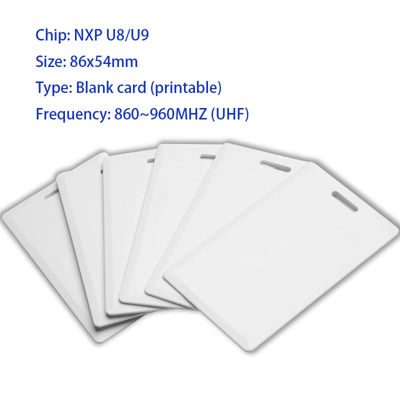 

25Ps UHF 860-960 МГц RFID-метка ISO18000-6C RFID UHF ПВХ-карта 1,8 мм чип NXP U8/U9 Электронная этикетка H3/H9 Белые карты дальнего действия