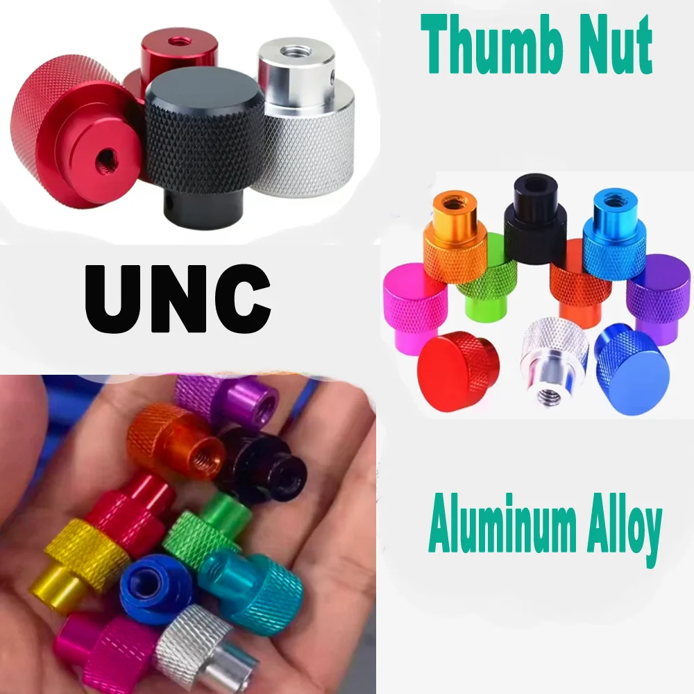 

6#-32 1/4-20 3/8-16 Aluminum Thumb Nuts | Anodized Knurled | Solid Hand Tighten Blind Hole Fasteners for RC Model & DIY Projects