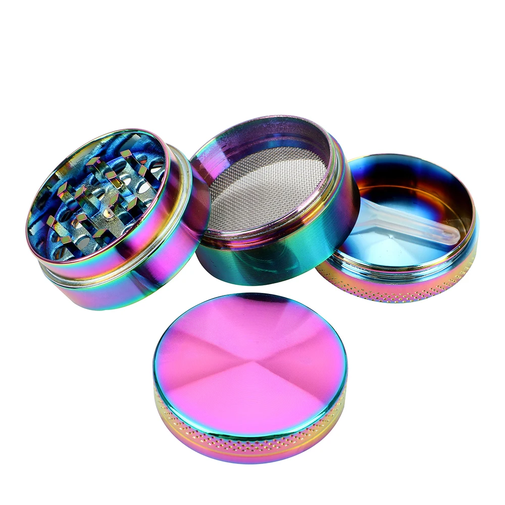 Cigarette Accessories Rainbow Tobacco Grinder Smoking Pipe Accessories Hand Muller 40mm 4-layer Zinc Alloy Spice  Cutter