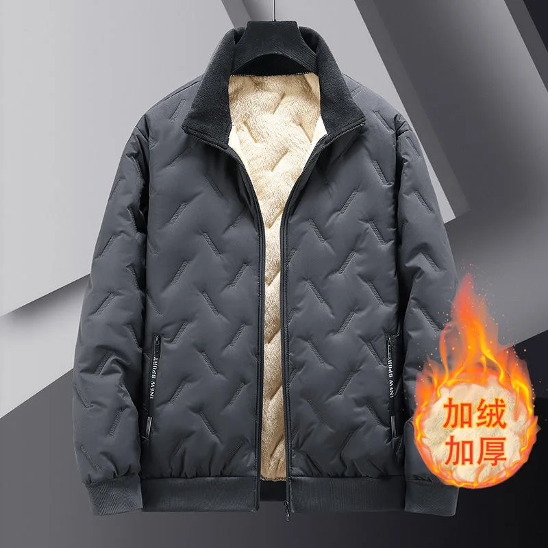 2024 Autumn/Winter New Fashion Trend Solid Color Thick Warm Coat Men\'s Casual Loose Comfortable High Quality Plus-Size Jacket