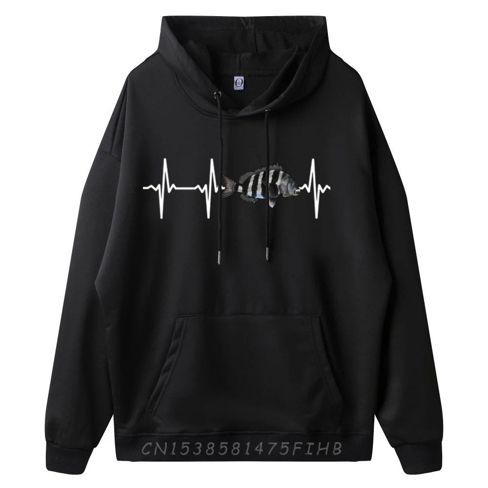 Sheepshead Heartbeat For Saltwater Fish Fishing Lovers Men Pullover Hoodies High Quality Hoodie Father's Day