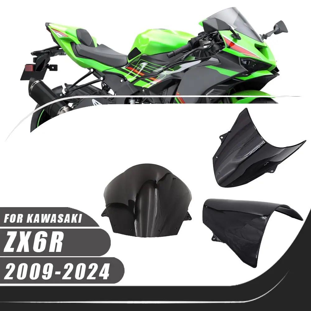 For Kawasaki Ninja ZX6R 2009-2024 ZX-6R 2023 2022 2021 Motorcycle ABS Windshield Windscreen Wind Deflectors