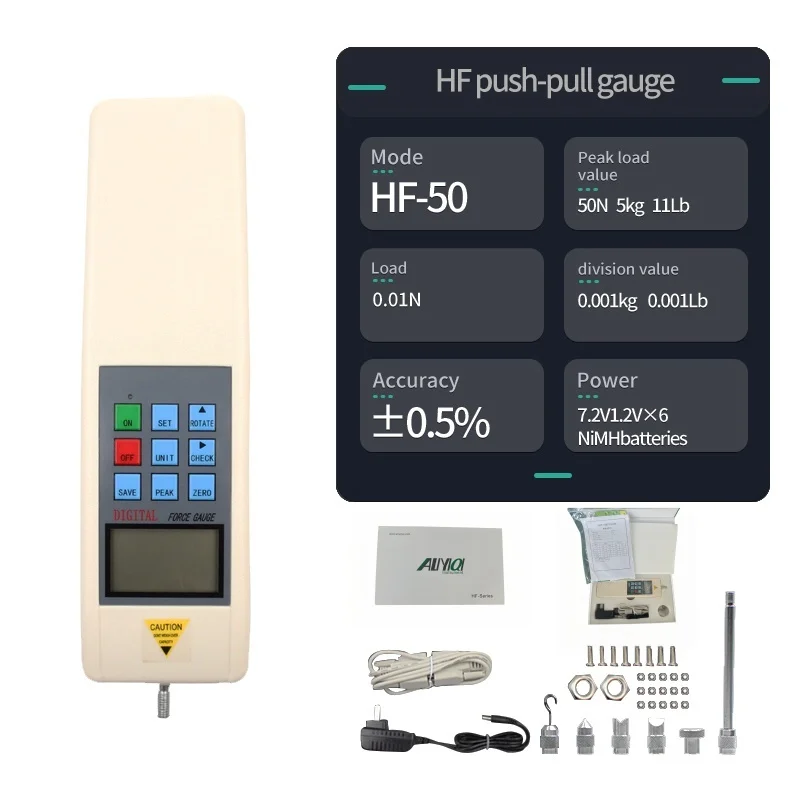 ALIYIQI (HF-50N); Digital Pull-Force-Gauge-Tester 50N;5kg;11Lb Dynamometer Push Pull force Gauge Measuring-Tools