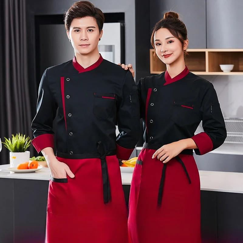 long-sve-chef-work-orm-men's-kitchen-bakery-chef-apparel-large-size-ort-set-youth-summer-workwear-dining-restaurant