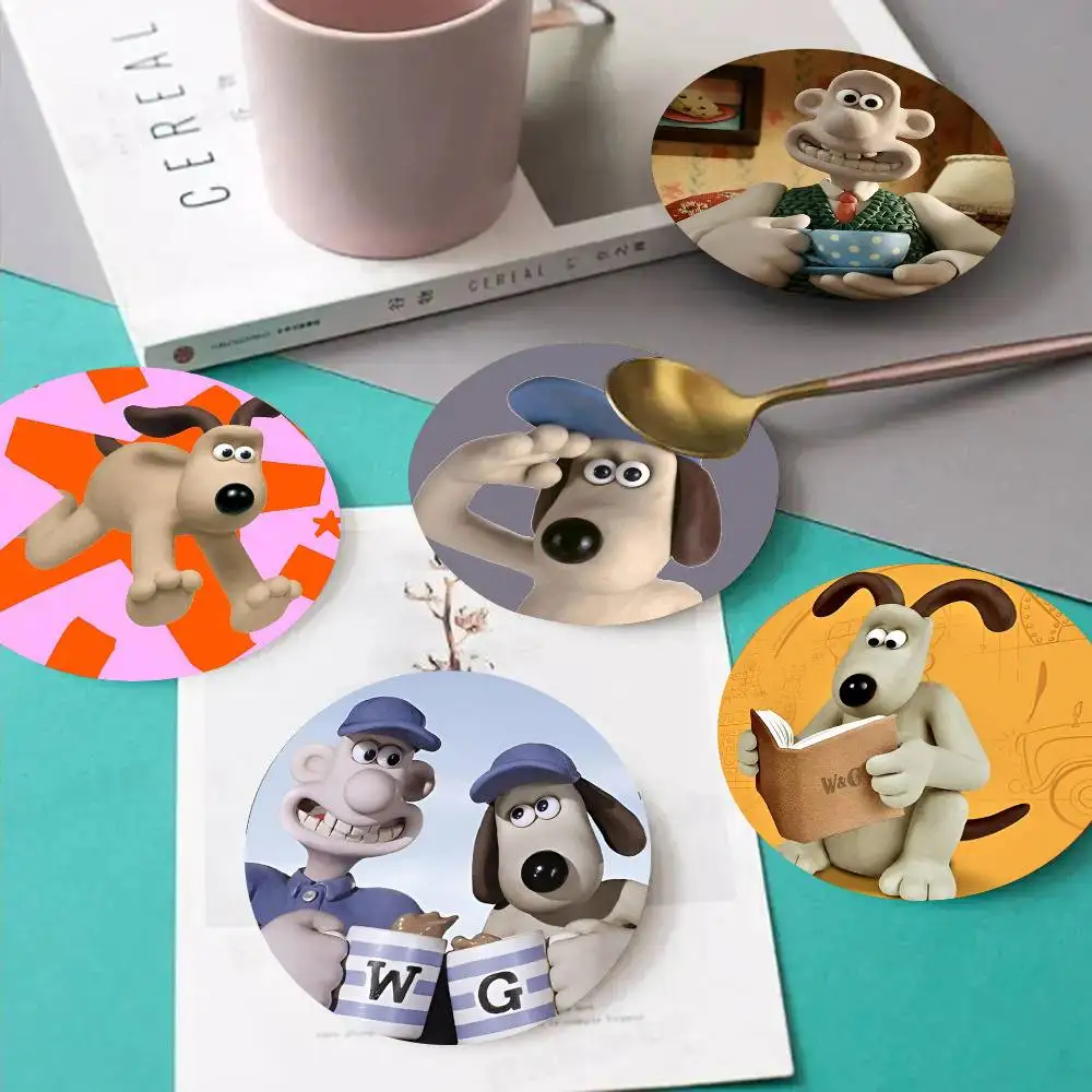 1pc Cartoon W-Wallace And G-Gromits Wooden Coaster Colour Printing Cup Mat Home Desk Decoration Gifts