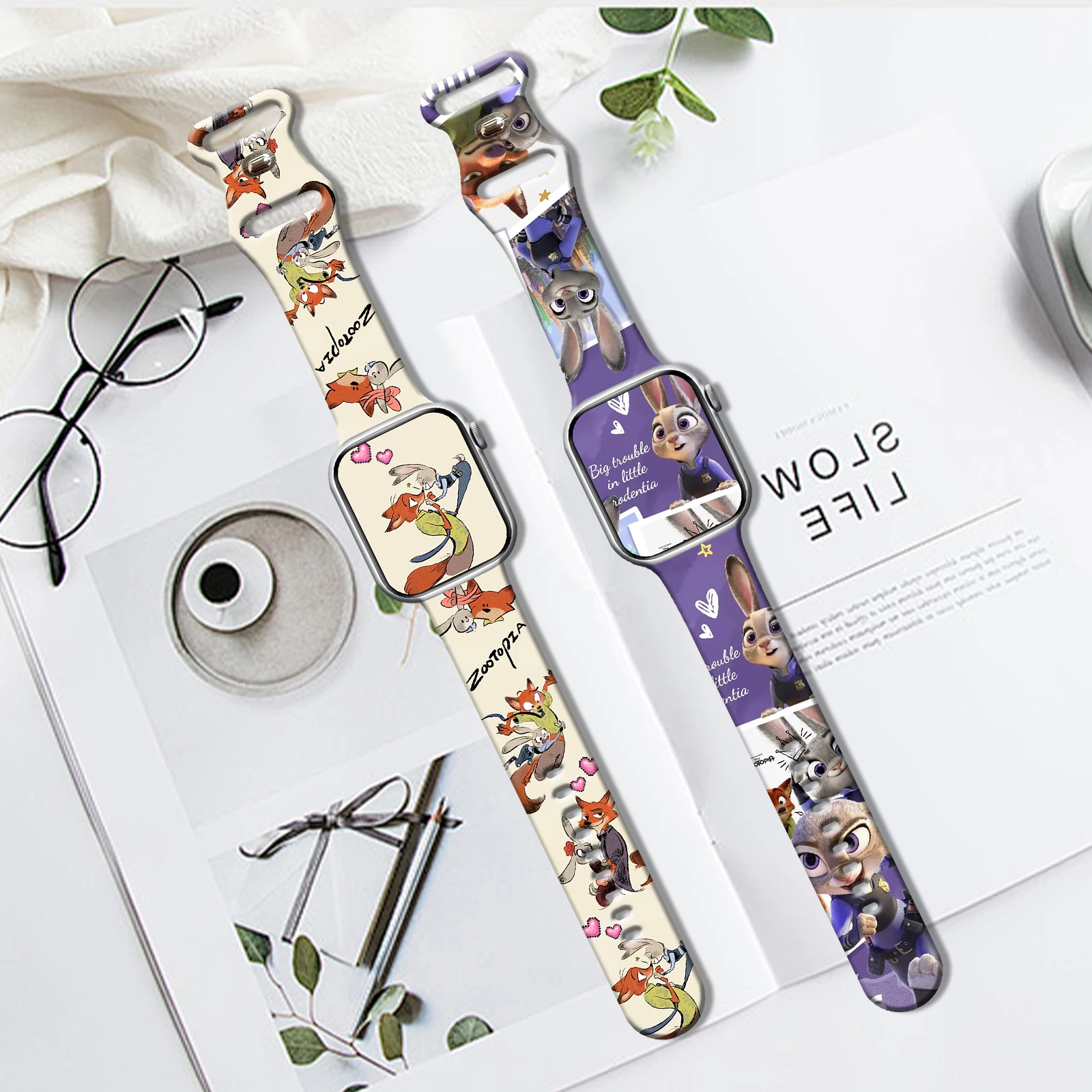 Disney Zootopia Silicone Strap for Apple Watch 9 8 7 SE 6 Band Replaceable Bracelet for iWatch 45mm 44mm 42mm 41mm Watchband