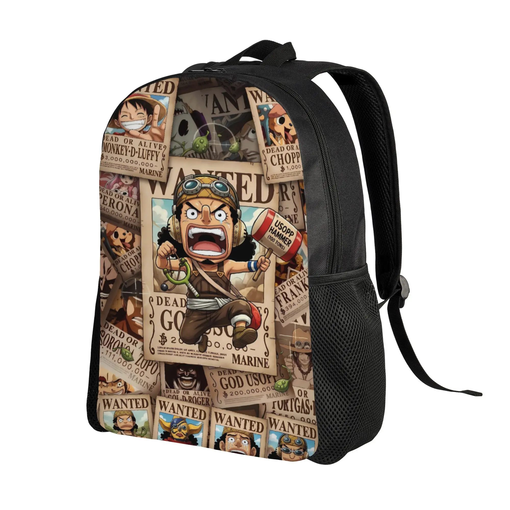 Luffy Town Scene Cartoon Backpack Ones Pieces Outdoor Backpacks Women Custom Large School Bags Fun Rucksack