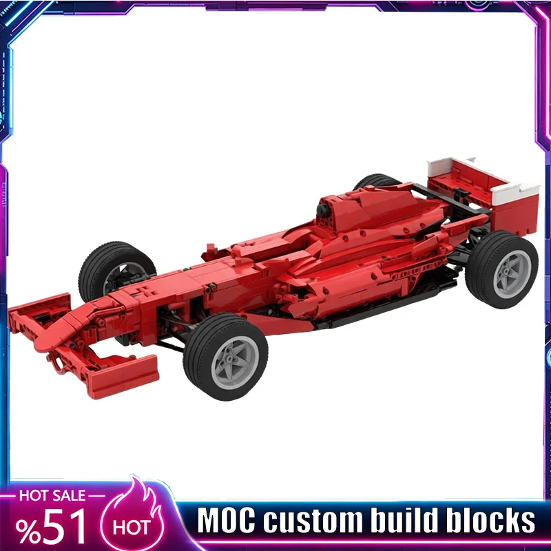 NEW 1910 Parts 1:8 Scale Open Wheel Racing Vehicle MOC Custom Puzzle Building Blocks DIY Creative Assembly Educational Toy Gifts