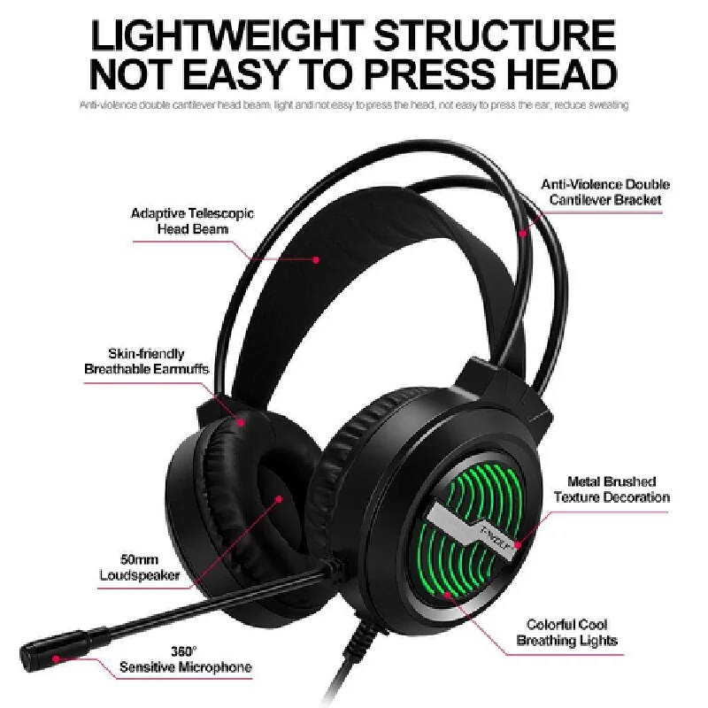 

Rgb Gaming Headphones Wired Usb Over Ear Headset With Microphone 50mm Drivers Deep Bass Surround Sound For Pc Mac Computer Gamin