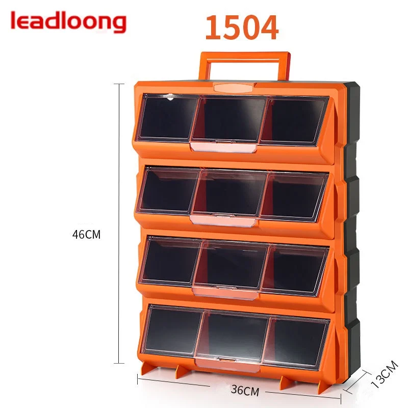 

LEADLOONG 12 Grids Inclined open drawer type plastic parts box Electronic components box Transparent storage box