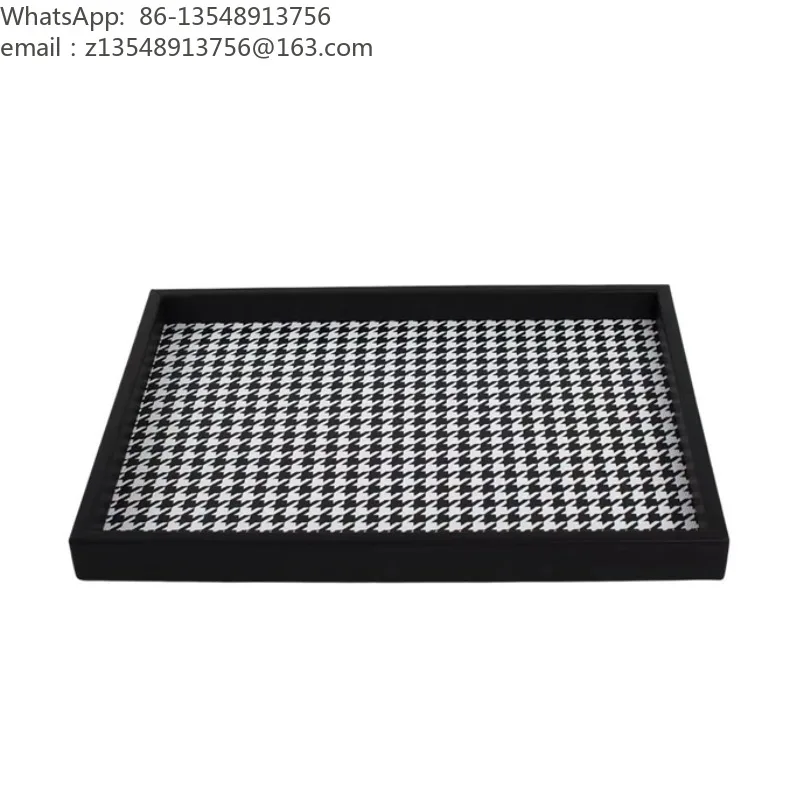 Modern Minimalist Faux Leather Woven Square Tray Desktop Storage Organizer for Glass Wineware Showroom Decor Ornament