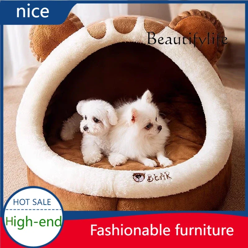 Pd BJ acogedor cama de perro esponjosa de felpa cubierta con capucha extraíble manta interior cama para mascotas sofá perrera perros grandes Panier Chien accesorios para el hogar