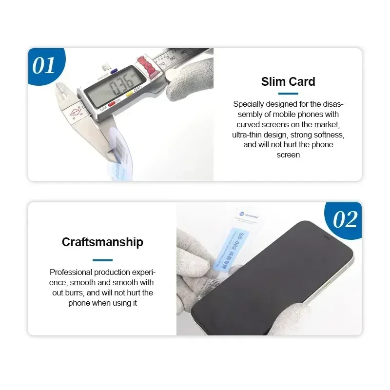 10Pcs SUNSHINE SS-082 Curved Screen Disassembly Card Folding Resistant For LCD Screen/Back Cover /Middle Frame Glue Removal Tool