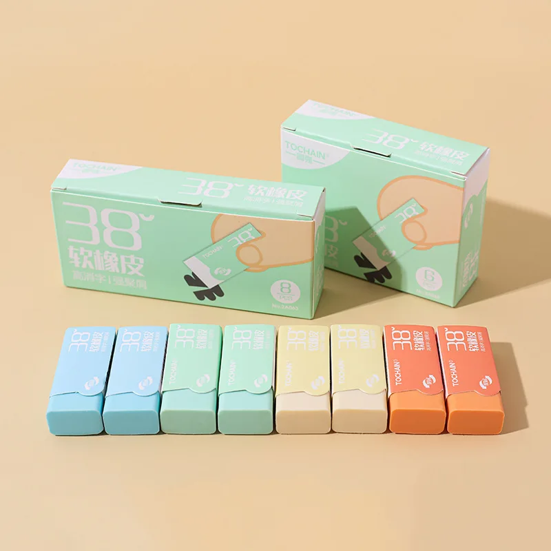 11-Piece Set of Macaron-Colored Erasers in Random Colors, Super Soft, Low Residue, Clean and Traceless, Suitable for Students and Children, Essential for Office Use, Great Gift Item