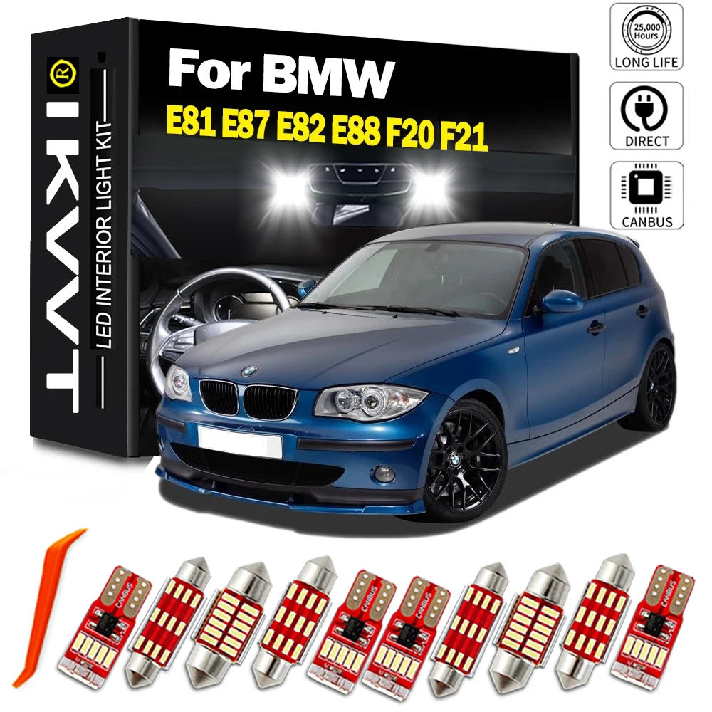 IKVVT para BMW Serie 1 E81 E87 E82 E88 F20 F21 2003-2014 Kit de luz LED Interior para vehículo Canbus sin Error bombillas para automóvil iluminación de coche