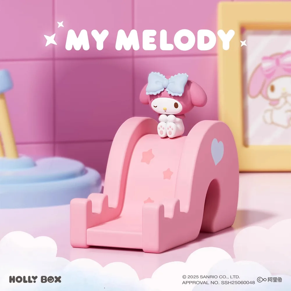 Sanrio Kuromi Melody Cinnamoroll Pvc Play On The Slide Phone Holder Desktop Decoration Accompanied By Toy Friend Christmas Gift