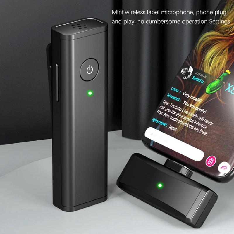 Tipo-C Microfone Lavalier sem fio, Telefone Android, YouTube, Facebook, Live Stream, Entrevistas, Vlogger