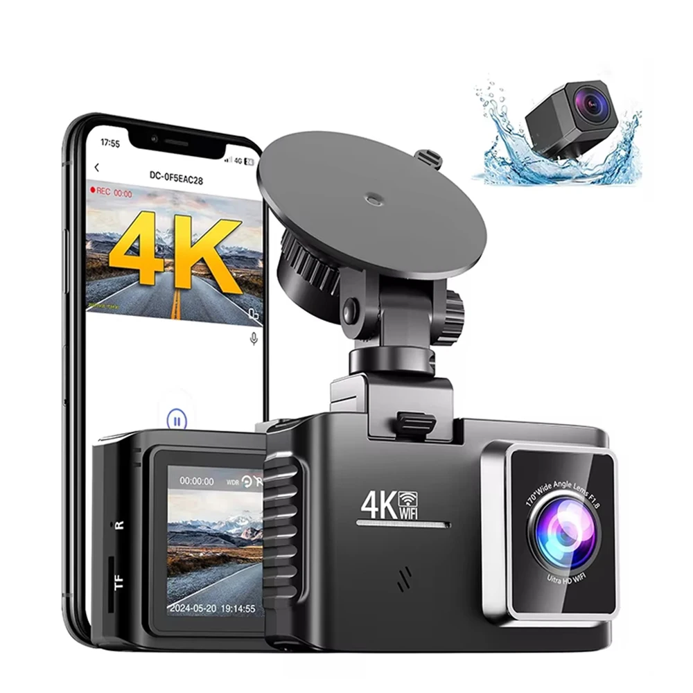 

Hot 2 Inch Dash Cam Front and Rear 4K+1080P Dual Lens 5G WIFI Car Camera Dashcam Recorder with G-Sensor Optional GPS Logger