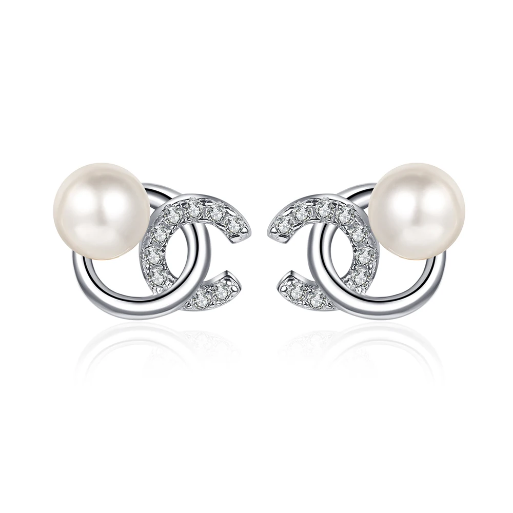 

Genuine 925 Sterling Silver Moissanite Hoop Earrings 6-7mm Freshwater Pearl Drop Earring Wedding Jewelry for Women Gifts