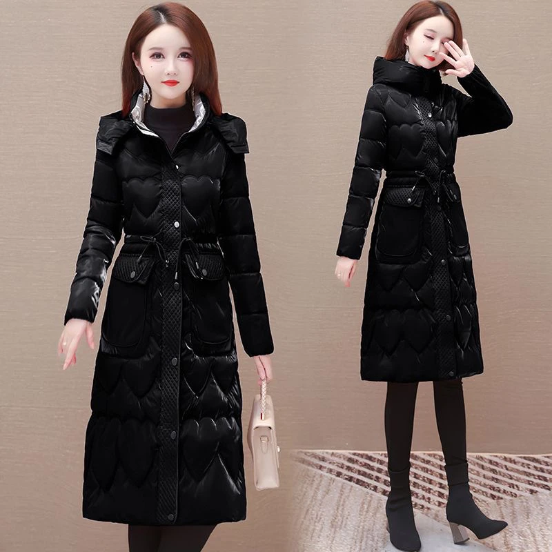 

High-End Non-Waable iny down Cotton Jaet Women's Mid-Length 2024 Winter New Faion Ele Slim Cotton Coat Outerwear