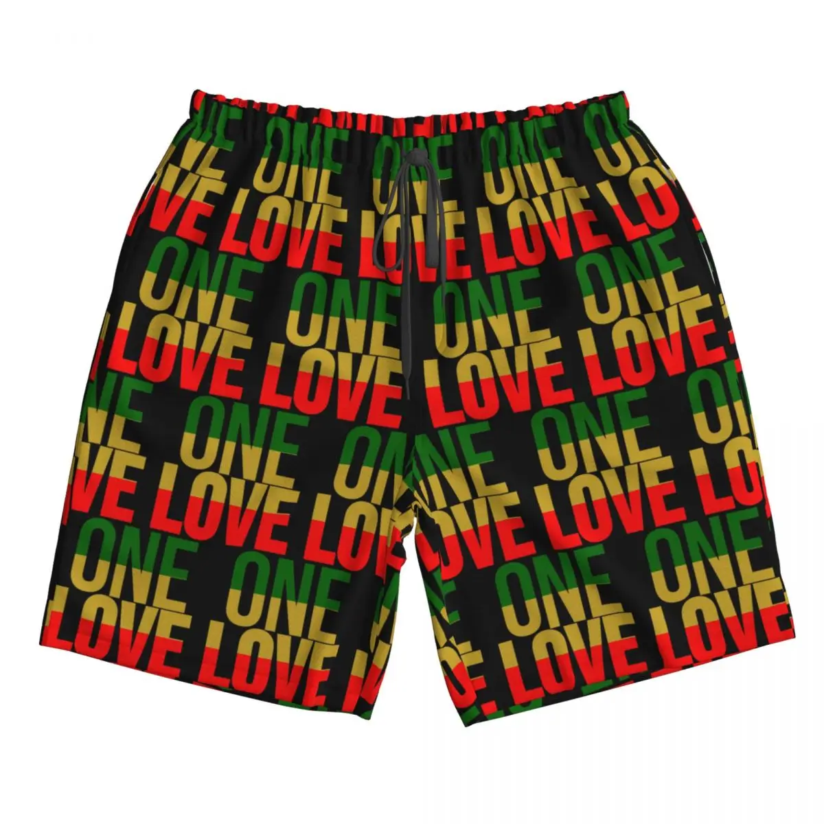Rasta Colors One Love Trunks Beach Board Shorts Casual Quick Dry Swim Summer Men Pants