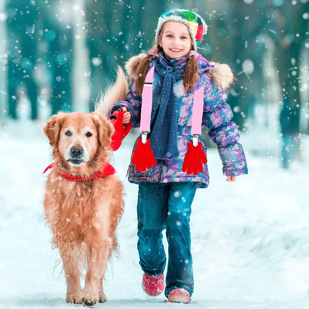 

2pcs Glove Clip Mittens Holder Hat Hanger Children Adjustable Elastic Gloves Catcher For Outdoor Winter Sports Durable Use Black