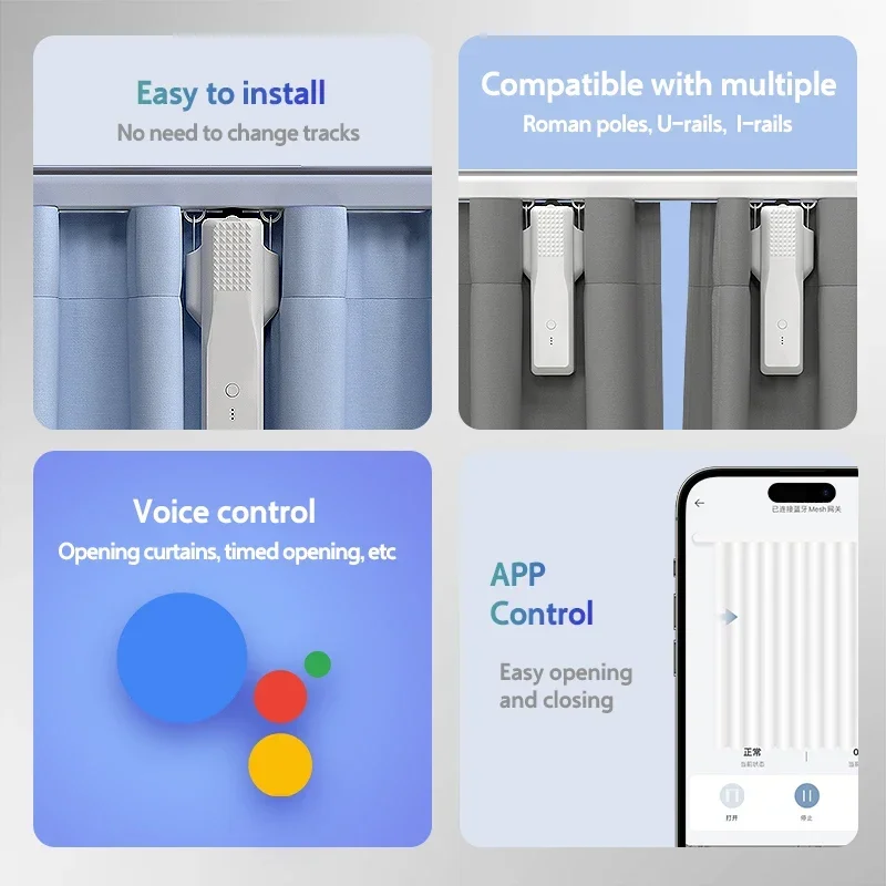 Zemismart-カーテンロボットTuyaZigbee,電動カーテンドライバー,ローマンロッド,iタイプ,uタイプトラック,Alexa,GoogleHomeによる制御