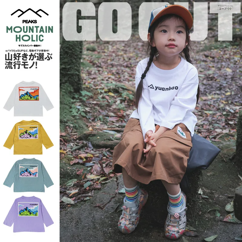 

Girls T-shirt Spring Children's Outdoor Camping Long-sleeved T-shirt Abrasion Skin-friendly Top Breathable Bottom Shirt