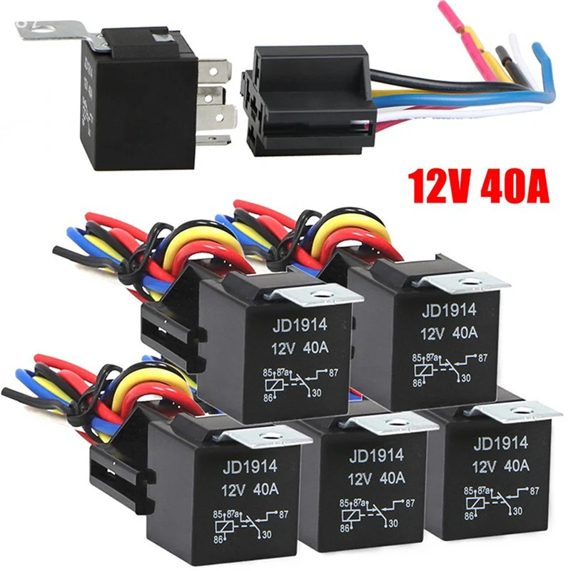 12v 5pin 40Amp Automotive Relay With Interlocking Socket Heavy Duty For Truck Car Van Motorcycle Boat Relay