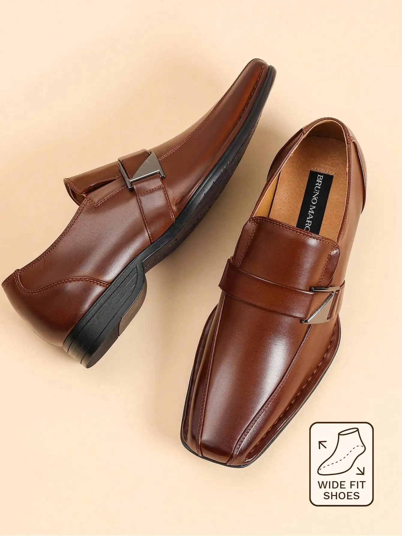 Men’s PU Leather Lined Wide‑Fit Dress Loafers, Slip‑On Comfort Casual Formal Footwear for Gentlemen, Classic Versatile Loafers, Ideal for Daily Wear, Office Work, Business Casual Occasions, Weekend Outings and All‑Day Walking for Men