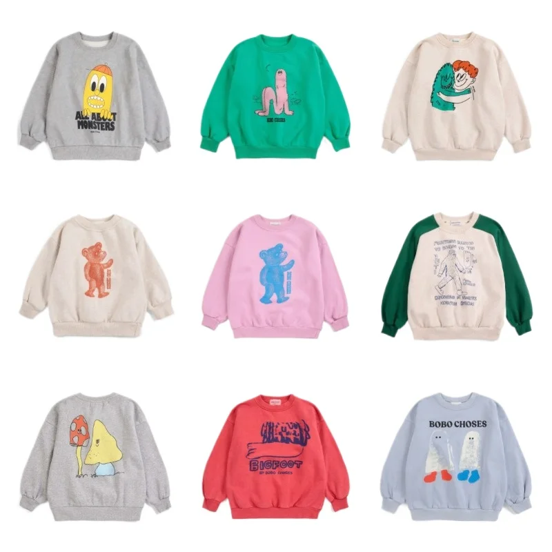 Autumn Kids Hoodies Cartoon Monster Boy Fleece-lined Sweatshirt Baby Tops Children's Clothes Girls Trendy Casual  Hoodie