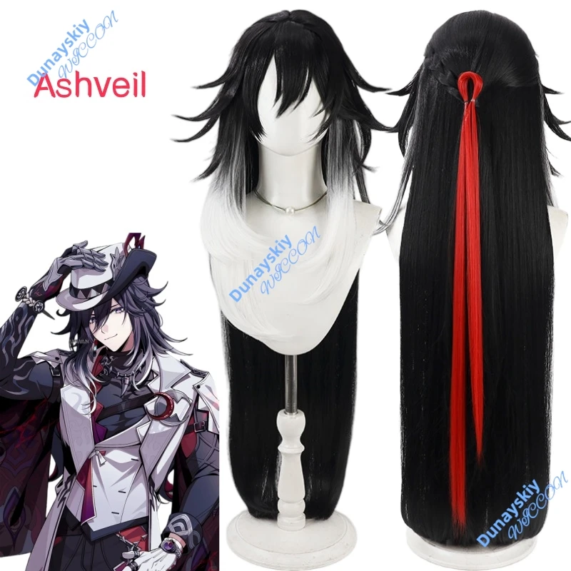 

Game Honkai Star Rail Ashveil Cosplay Wig Long Black and Red Hair Ashen Detective Agency Halloween Party Role Play Props