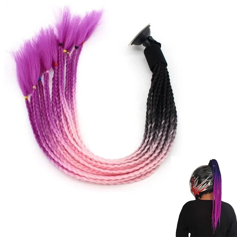 New Motorcycle Helmet Braids Woman Braids Wig For Motorbike Helmet Multicolor Twist Dual Pigtail Ponytail Christmas Present Gift