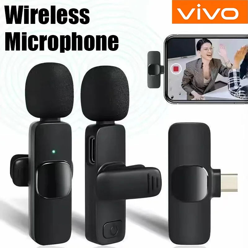 

Беспроводной петличный микрофон VIVO, мини-запись звука, сменный ветрозащитный шерстяной микрофон для iPhone16, съемка vlog YouTube