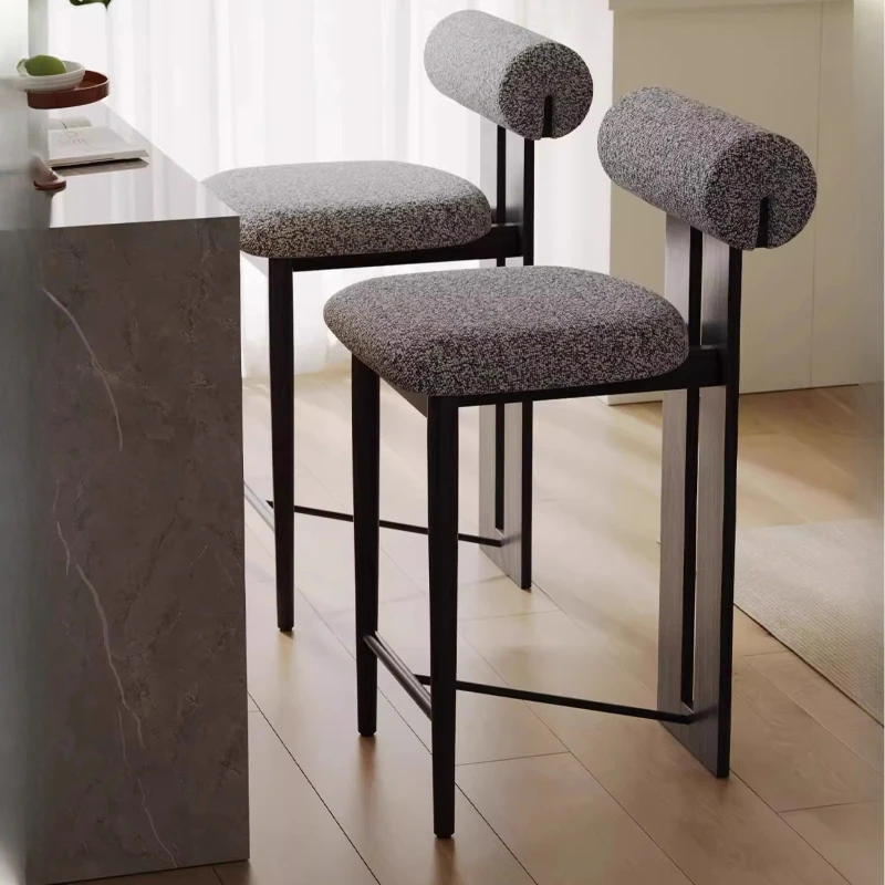 등받이 가죽 바 스툴 금속 독특한 스테인리스 스틸 바 스툴 등받이 주방 바 스툴 가구 럭셔리