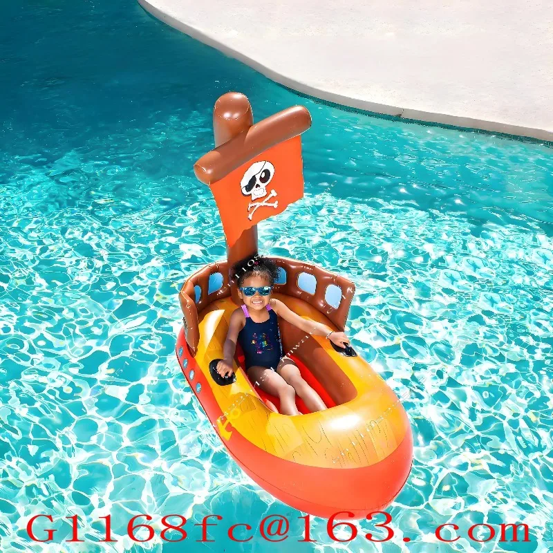Children's Pirate Boat Inflatable Boat Floating on Water with Air Cushion Small Boat