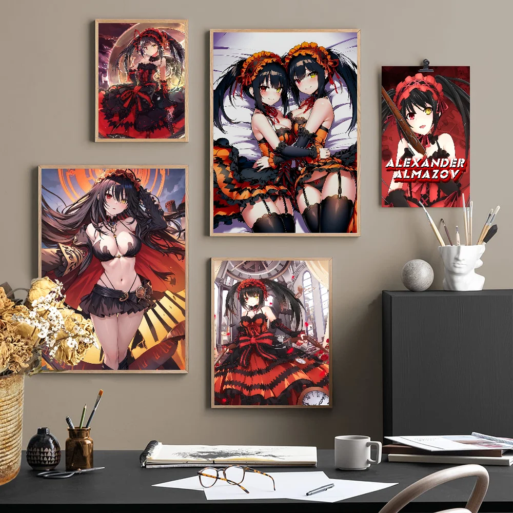 

Tokisaki Kurumi-Date A Live Movie Sticky Posters Vintage Room Bar Cafe Decor Nordic Home Decor