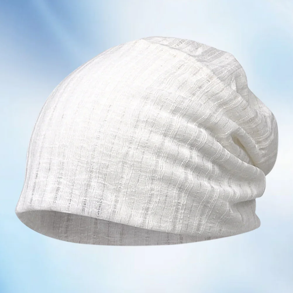 

1pc Cotton Turban Cap Dual-Use Hat Scarf Beanie For Outdoor Hiking Running Riding White Lightweight Breathable