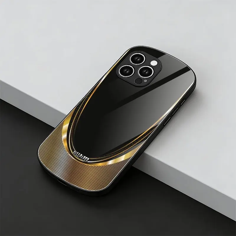 Simple gold ring with black background pattern phone case for iPhone 17/16ProMax/15/14/13/12/11/11Pro anti-drop protection